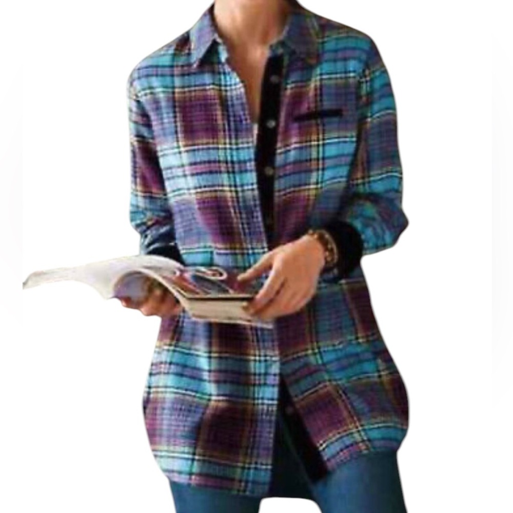 Soft Surroundings Plaid Button Down Tattoo
Back Shirt M